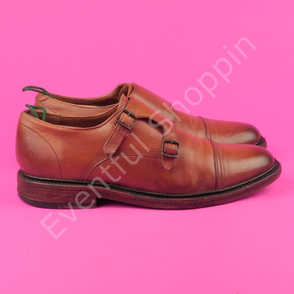 Frye Shoes Mens 9.5 D Brown Dress Burnished Cap Toe Double Monk Strap Oxfords - Picture 3 of 15